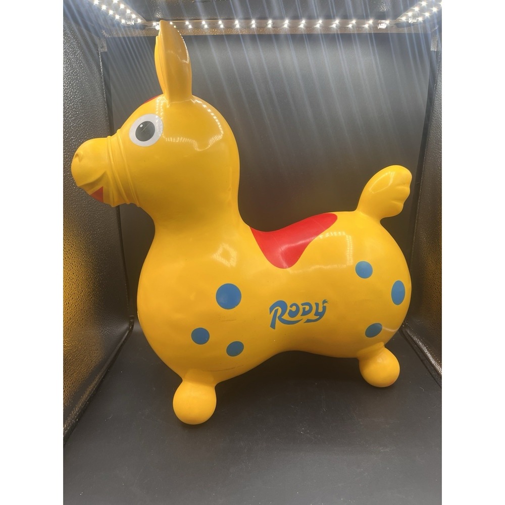 Rody Yellow Horse 21" Bounce Inflatable Pony Ledraplastic 1984 Made In Italy